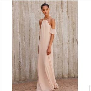 Flowy Off Shoulder Halter Bridesmaid Gown
